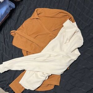 Cream and Orange Long Sleeve Tees